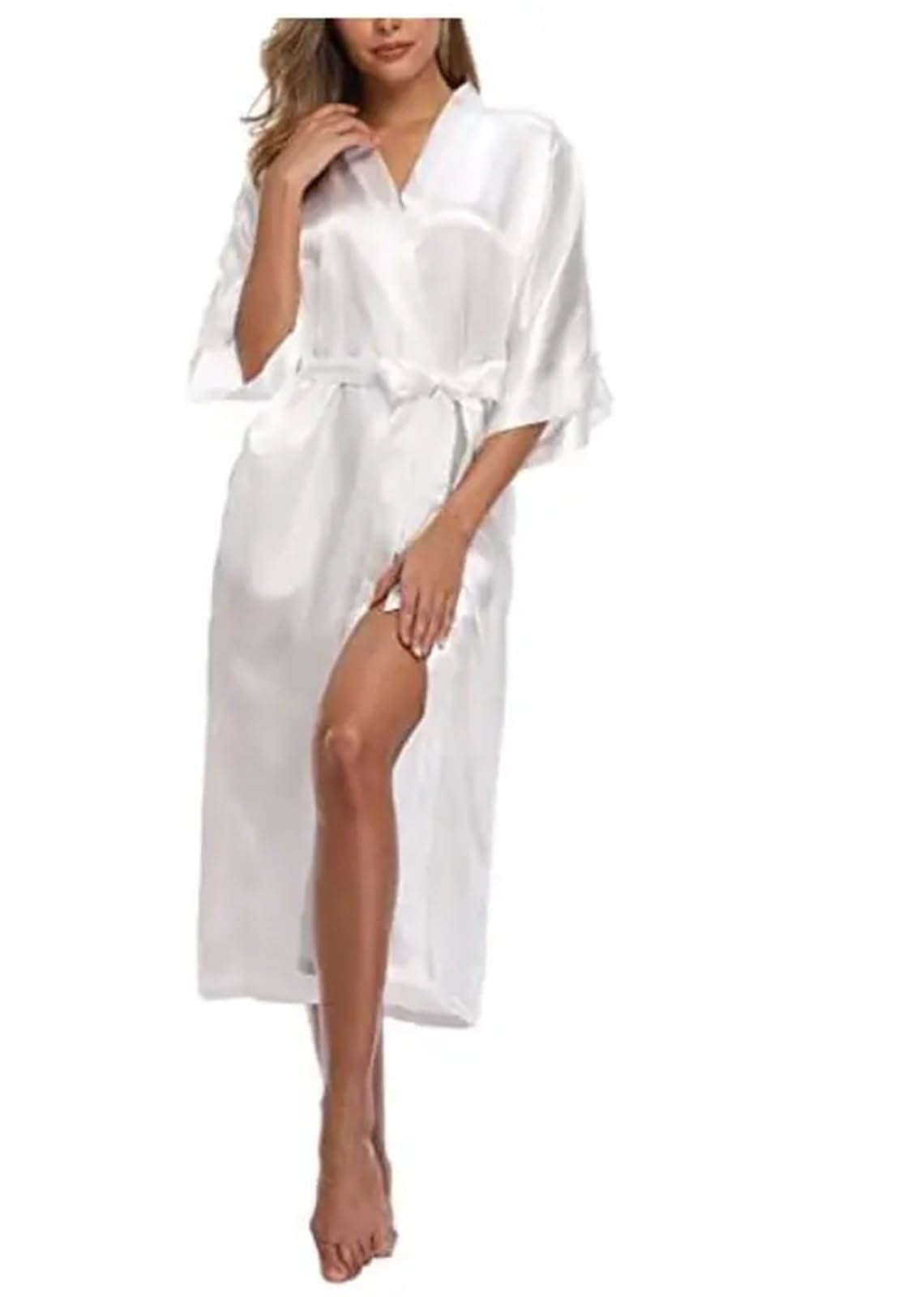 Bata Seda Mujer Bata larga sexy con bolsillo for mujer, for boda, novia, dama de honor, bata de baño, talla grande S-XXXL, vestido de noche