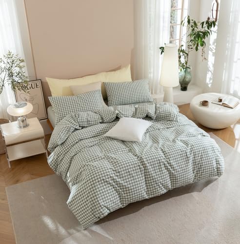JIYUAN Oversized King Washed Cotton Duvet Cover Set,Classic Gingham by JIYUAN - Used condition - Image 4
