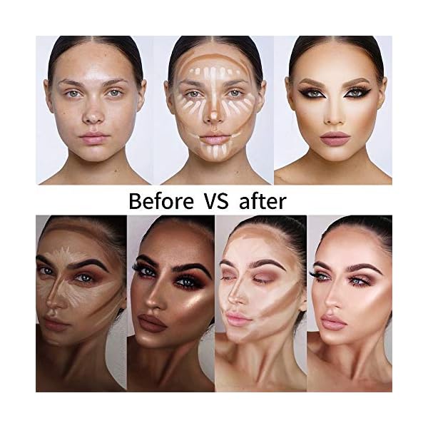 Highlighter Contour Makeup Palette,Bronzer Highlighter Blush Matte Shimmer 6 Colors, Face Cheek Contour Palette Highlight Blush Nude Pink Rose Gold - Vegan, Cruelty Free And Hypoallergenic