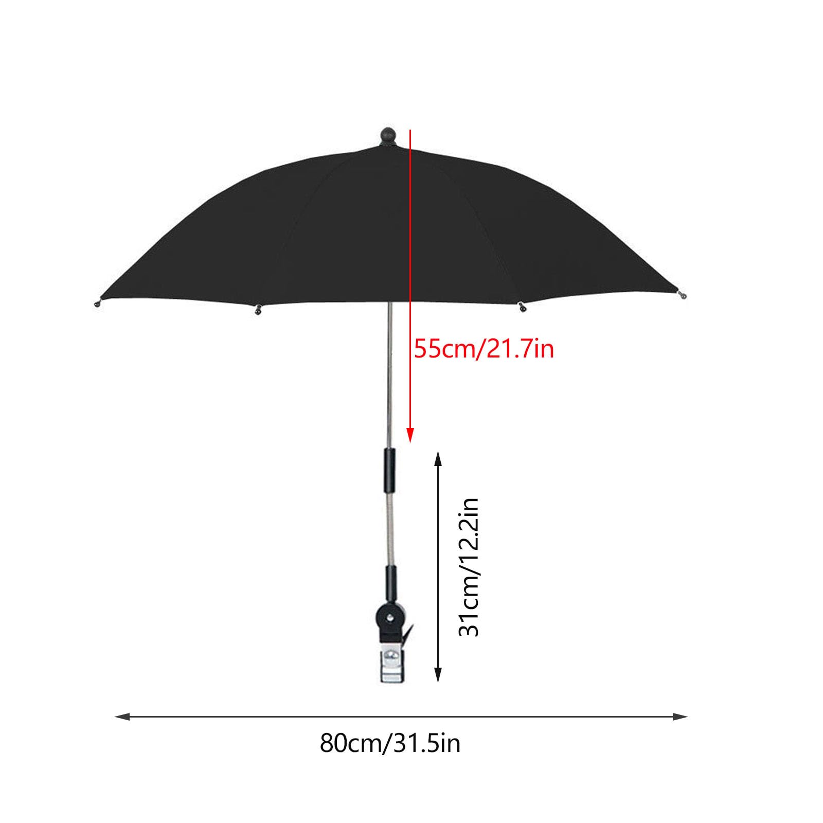 BEIJIALY Ombrello per Sedia Regolabile con Morsetto Universale, Ombrello per Passeggino, Parasole Anti-UV per Passeggino Ombrellone per Ombrellone, Ombrellone per Sedia da Spiaggia con Protezione UV P