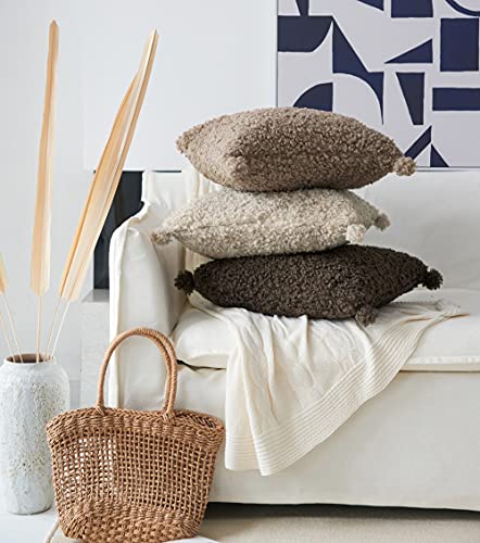 Foindtower 2 Pieces Rectangle Faux Fur Pillow Covers Decorative Curly Wool Lumbar Throw Pillow Oblong Accent Pillowcases Sheepskin Cushion Case For Sofa Bedroom Car 12X20 Khaki #TOP4