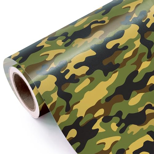 WRAPAHOLIC Camo Wrapping Paper - Mini Roll - 17 Inch X 33 Feet - Camouflage Army Wrapping Paper for Men, Birthday, Christmas, Holiday, Baby Showers