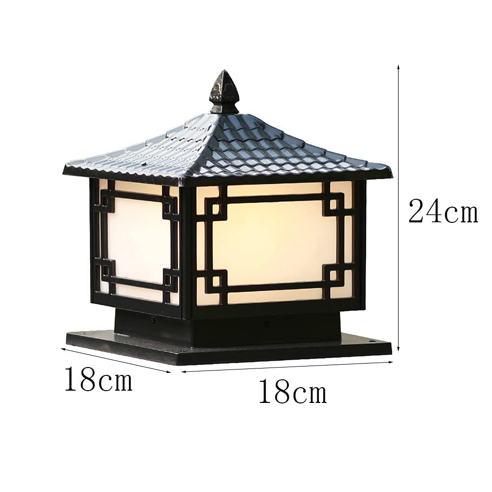 Lampada da esterno a colonna impermeabile per esterni Lampione stradale a LED retroilluminato Cortile Luci estern E27 Luci colonna Lanterna scrivania paesaggio prato giardino Villa, nero
