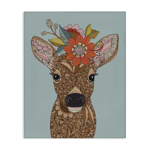 Baby Deer Fawn Floral Paisley, 24 x 30 Inch Canvas Wall Art