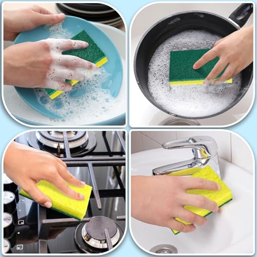 Image of 24 Pack Heavy Duty Scrub Sponges,Multi-Purpose Kitchen Sponge, Efficiently Clean The Surface Stains,Used for Clean Kitchen Pots,Bowls,Bathrooms,Tiles,Wall Good Helper for Home Cleaning