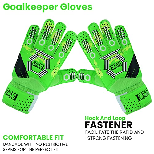 EFAH SPORTS Football Goalkeeper Gloves For kids Boys Children Youth Soccer Goalie Goalkeeping Glove with Strong Grip Palms (Size 5 - Image 3