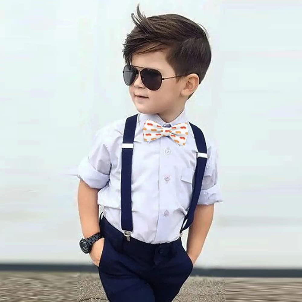 KAWAMOUSE Adjustable Pre-tied bow tie for Men (Peanut Natural Nut Pattern) Elegant Cute Bowties for Dogs Cats Pets