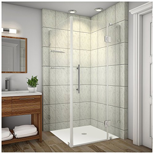 Aston Avalux GS 38" x 36" x 72" Completely Frameless Hinged Shower Enclosure with Glass Shelves, Polished Chrome
