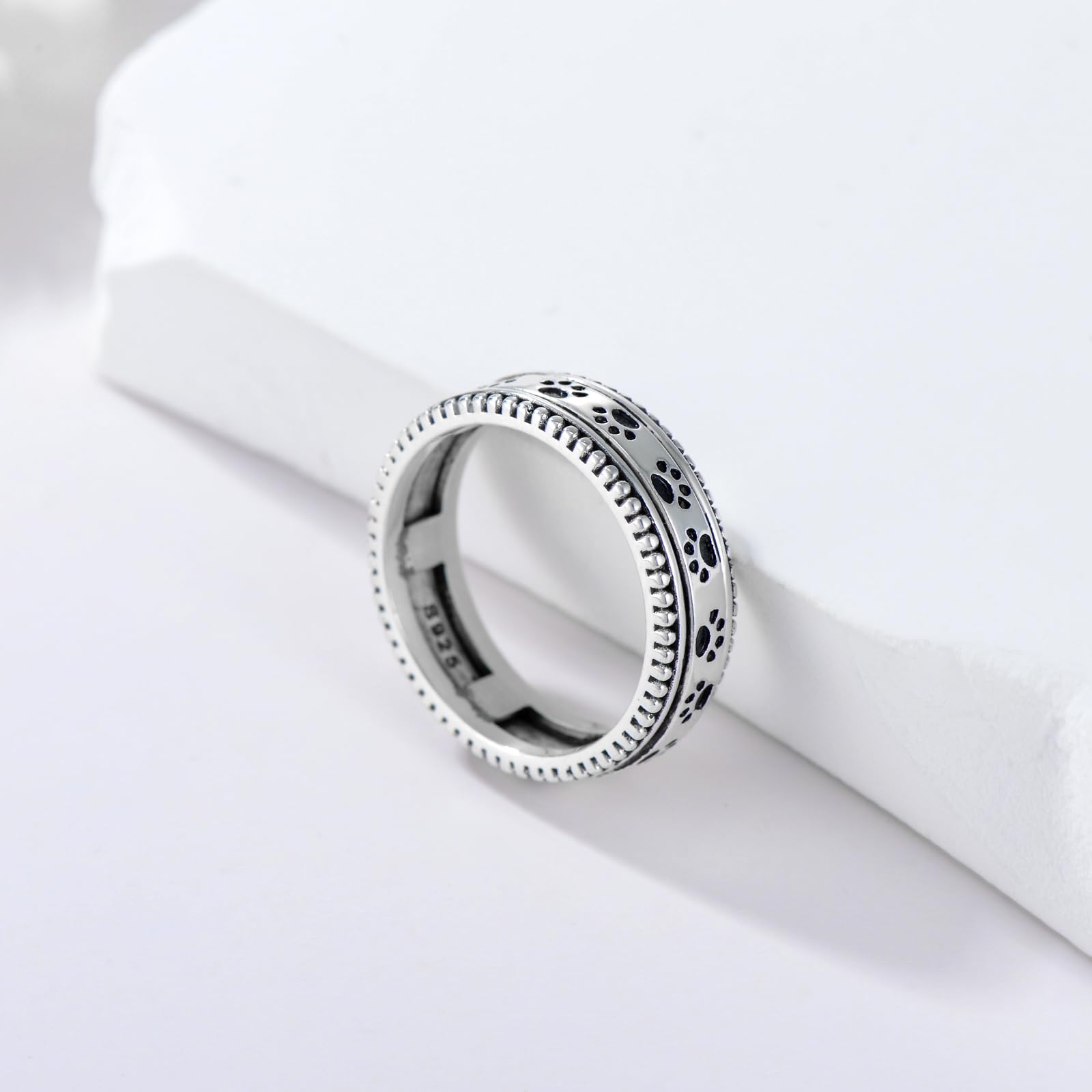 Fidget Ringe Drehbar 925 Sterling Silber Pfoten Ring für Frauen Mädchen Spinner Ring zur Linderung von Angstzuständen und Stress Schmuck Geschenke für Freundin Mutter Ehefrau Tochter