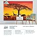 GREAT ART Photo Wallpaper – Sunset in Africa – Picture Decoration Jungle Sunset Safari Savannah Giraffe Buffalo Elefant Shadow Silhouettes Image Decor Wall Mural (82.7x55.1in - 210x140cm)