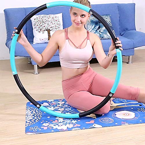 OPLIY Weighted Hoola Hoop 2lb with Core Sliders Weight Loss Burning Fat Fitness Dance Workout Hoola Hoops for Adults (Blue)
