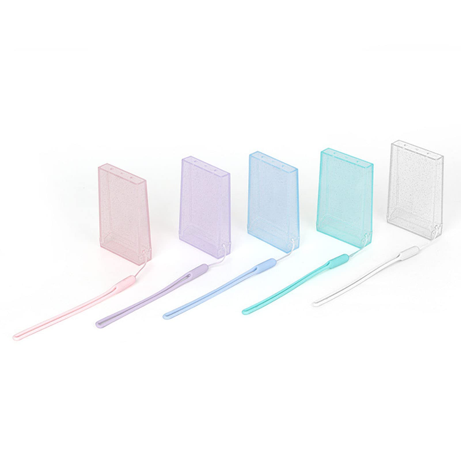 ANGGREK Photo Case, Compact and Portable 3 Inch Photo Storage Box PC with Hand Rope for Pictures (Transparent Glitter)