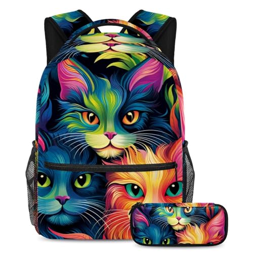 Sac à dos chat coloré idéal pour le collège, les sorties et les activités des adolescents