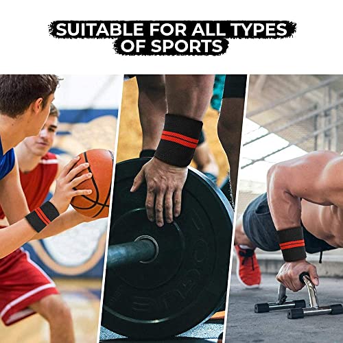 Image of VENOM Wrist Wrap (1 Pair) Wrist Supporter for Gym, Wrist Wrap, Hand Band with Adjustable Size Strap & Thumb Loop for Gym, Power Lifting Weight Lifting, Sports Training
