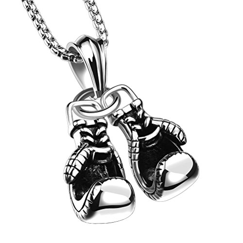 Collier pendentif gant de boxe en acier inoxydable durable pour homme