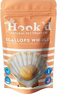 Freeze‑Dried Single‑Ingredient Treats, High‑Protein Omega-3 Training Snack for Dogs & Cats (1 Ounce, Scallops)