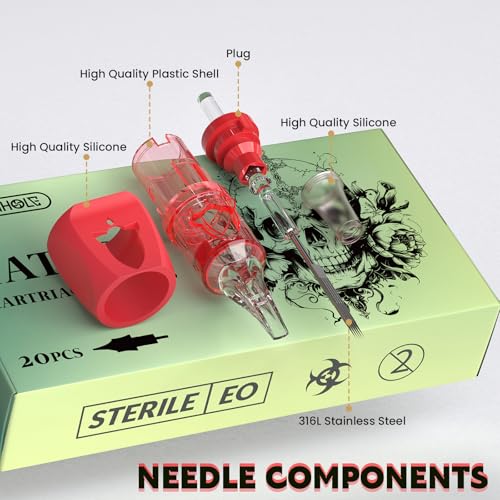 Image of Wormhole Tattoo Needles Rocket 5M1 Needle Cartridge #10 Bugpin 5 Magnum Tattoo Cartridge Needles 20PCS Disposable Finger Ledge Cartridges 3.5MM Taper for Tattoo Gun Tattoo Supplies 1005M1