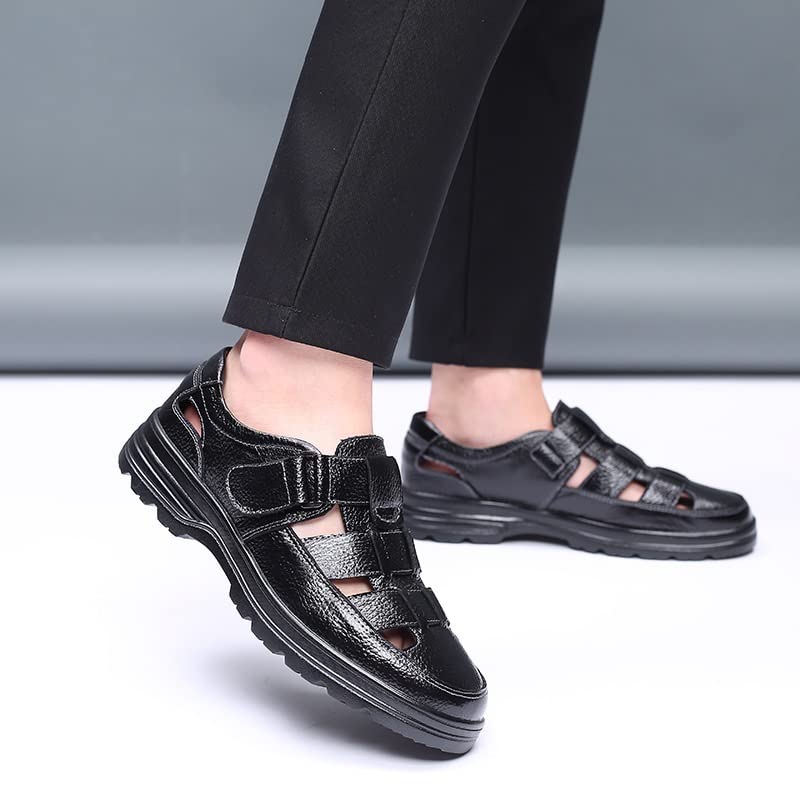 Leather Men Sandals Breathable Men's Casual Shoes Comfortable Flat Shoes for Men(43 Code)2