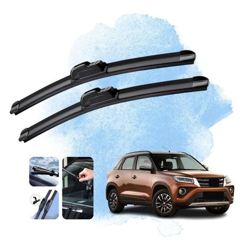 Image of Audio WHeels Perfect Fitting Frameless Windshield 100% Scratch Proof Cleaning Water Repellant Silicon Car Wiper Blades For Equipment Replacement, Set of 2 Car Wiper