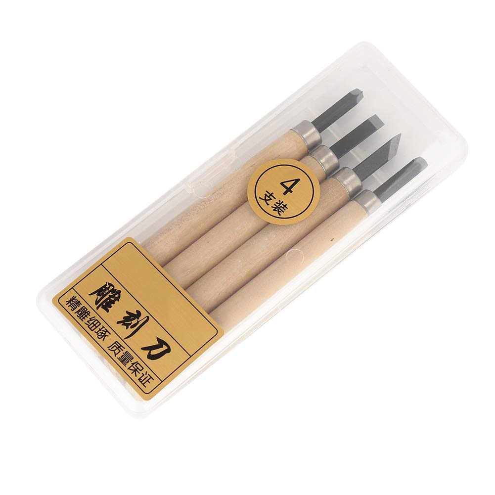4pcs Scalpelli per Legno, Coltello da Intaglio del Legno Strumenti di Intaglio del Timbro di Gomma 3#