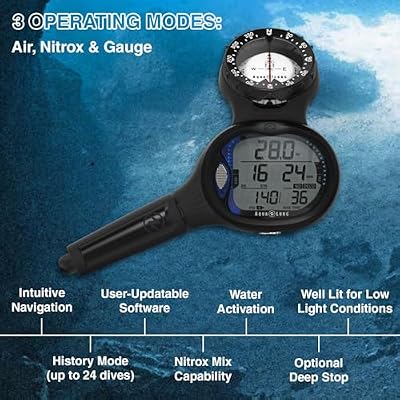 Aqualung i550C Dive Computer - Versatile Durable 3-Gas Computer Console with 3 Dive Modes, Bluetooth Data Transfer, Nitrox Mix Capability & Water Activation