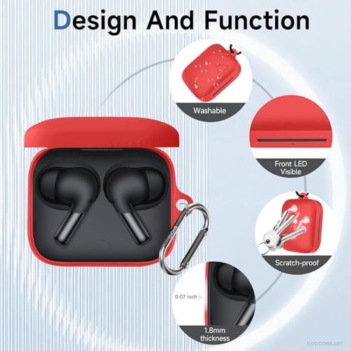 Image of Silicone Case Cover Compatible for OnePluss Buds 3 -Red