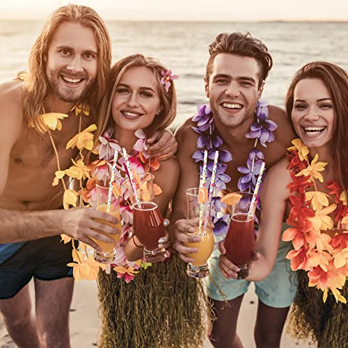 100 Pcs Hibiscus Paper Straws Hawaiian Tropical Party Paper Straws Drink Straws Cocktail Tropical Straws Decorations For Party Supplies, Birthday, Wedding, Bridal, Baby Shower, Juice, Shakes, Beach #TOP6