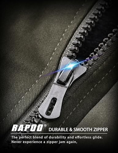 Image of Rapoo Men's Winter Jacket Cotton Work Military Jackets Fleece Lined Thick Warm Cargo Coats with Hooded