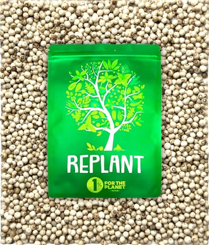 Poivre Blanc de Penja 80g • Grand Cru IGP de Penja • Poivre blanc en Grains Entiers pour Moulin à Poivre - Sachet Recharge Moulin FreshZIP REPLANT