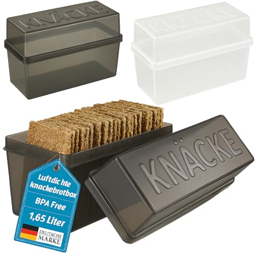 My-goodbuy24 Caja de pan crujiente con tapa, hermética, caja de almacenamiento, transparente y blanco (2 unidades, mix)