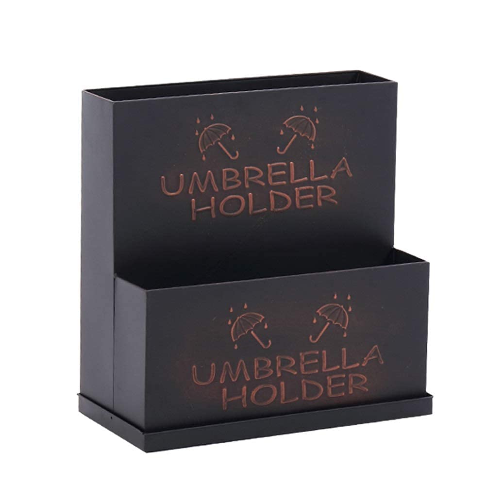 Porte-parapluies en métal bronze avec bac d'égouttage amovible pour entrée propre