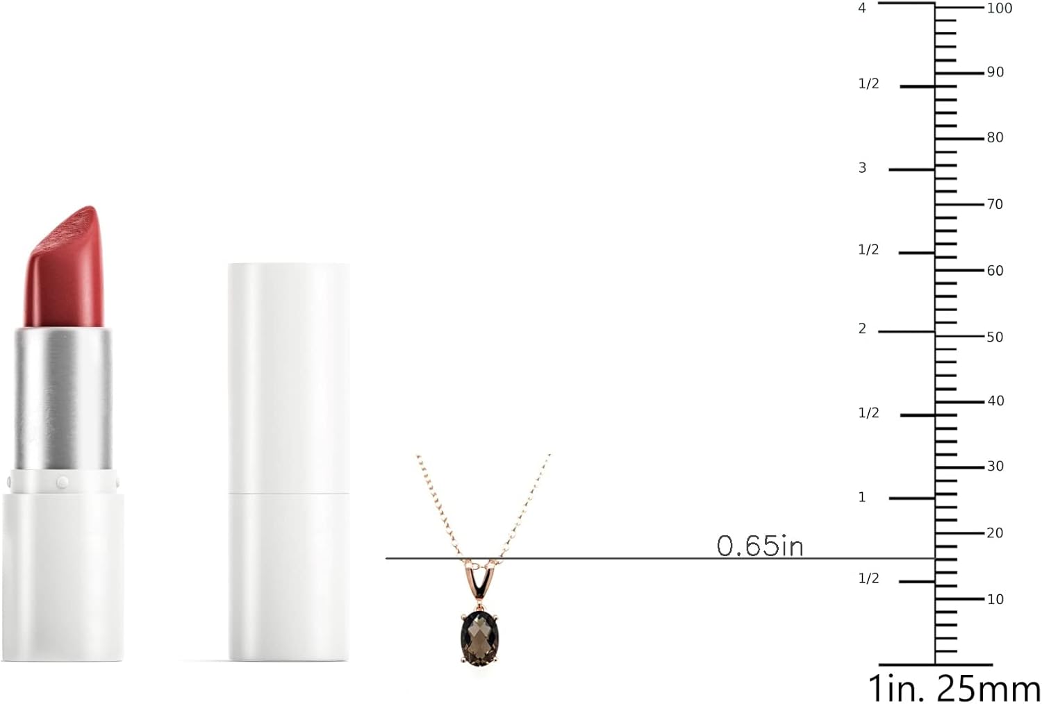 LE VIAN Checkerboard Cut Brown Smoky Quartz V Bail Drop Oval Pendant Necklace for Women in 14k Rose Gold Plated 925 Sterling Silver on 18 Inch Cable Chain with Spring Ring - Image 3