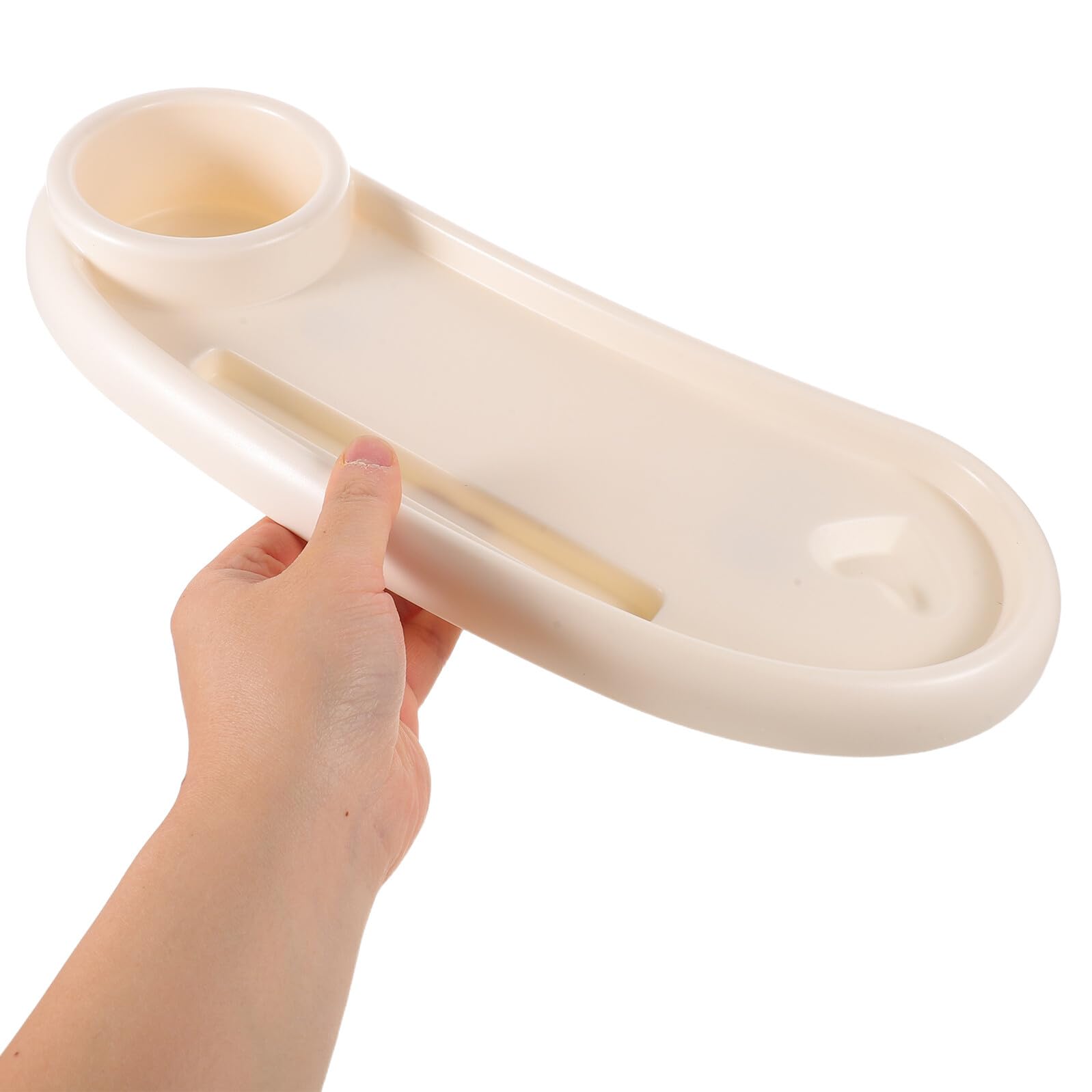 TOYANDONA Vassoio per Snack per Passeggino in Plastica Bianco Supporto Allargato e Portaoggetti, Facile da Montare per Uso Quotidiano e Viaggi