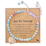 YOUNGGRACE Natural Stone Bracelet for Girls – Inspirational Adjustable Bracelet with Message Card, Teen Bracelets for Girls Ages 11–14, Meaningful Jewelry Gift for Birthday First Communion Graduation