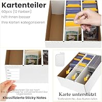 EEYAN JOEDY Sammelkarten Aufbewahrungsbox 3 Stück für Trading Cards–3-Reihen Design,Card Storage Box mit 24 Trennkarten,9 Kartenstützen&150 Soft Sleeves–Für MTG,TCG&Sportkarten–Toploader-kompatibel – Ansicht 6
