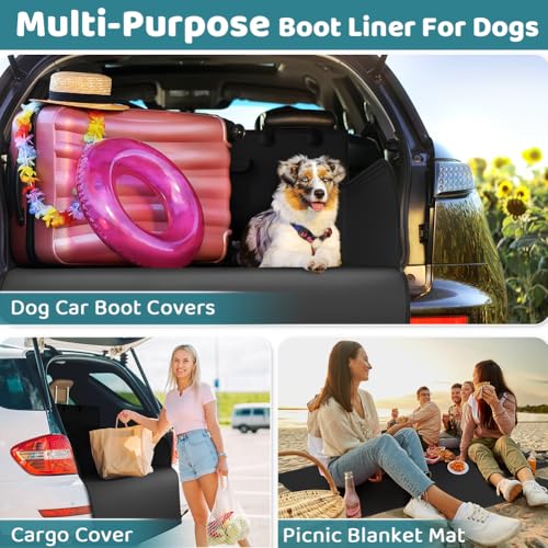 KYG Kofferraumschutz Hund Universelle wasserdichte & Widerstandsfähige Kofferraum Schutzmatte Hund mit Seitenschutz Kofferraumschutz Leicht zu reinigen für Auto, SUV & LKW, 185 * 105 * 38cm - Schwarz