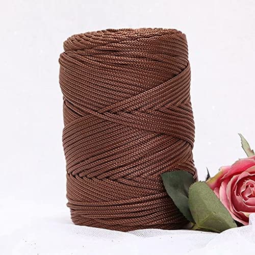 YUWEN 200m/roll 3mm Hollow Knitted Crochet Yarns For DIY Handbag Purse Basket Chunky Trapillo Nylon Cord Polyester Thread Round Rope
