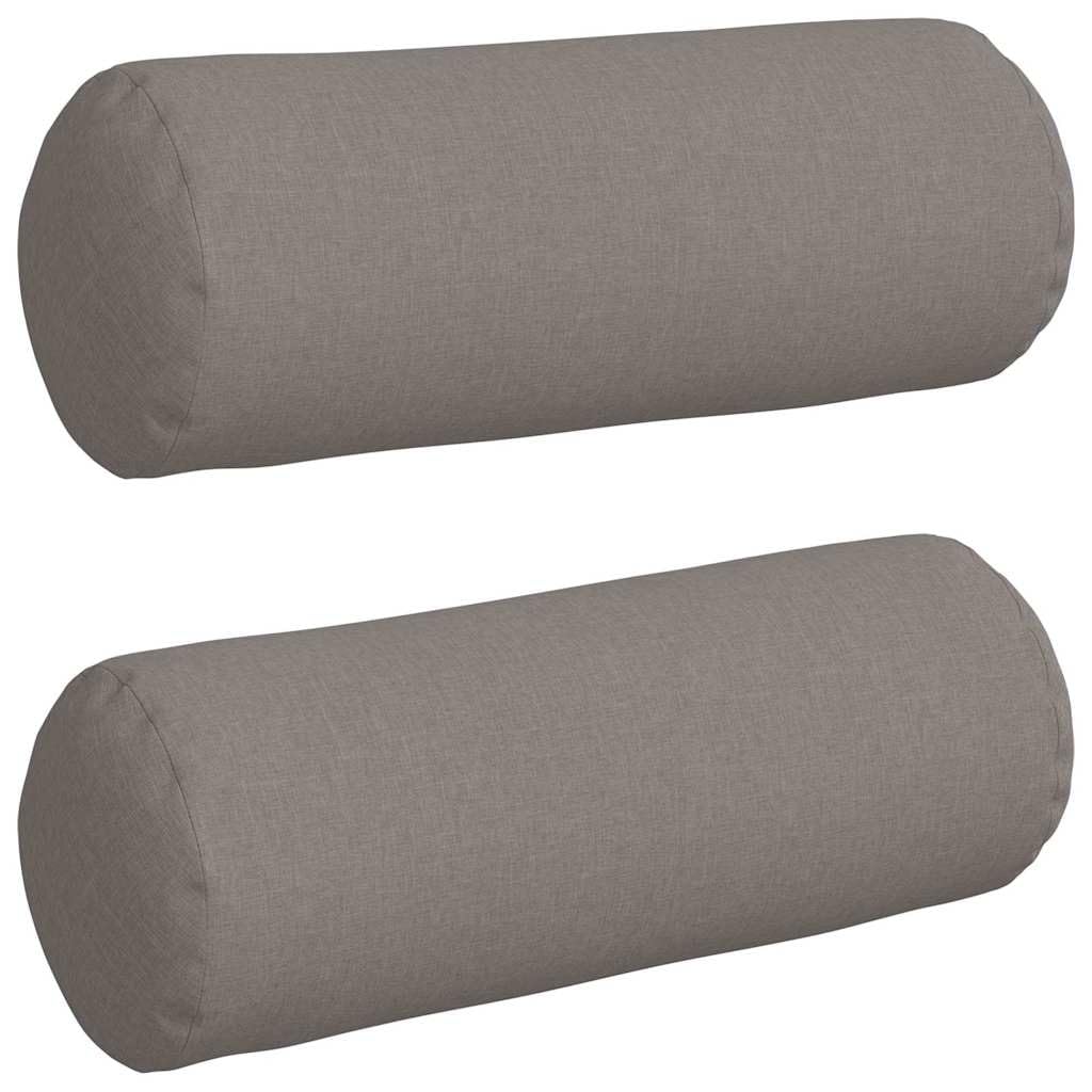 Set di 2 cuscini cervicali rotondi in tessuto, colore tortora, diametro 25 x 70 cm, per camera da letto, soggiorno, divano, cuscini decorativi con rivestimento sfoderabile