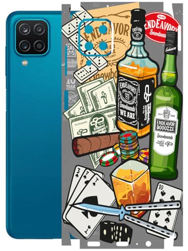 Image of AtOdds - Full Body Back Screen Guard Protector Film - Lamination Wrap Skin Sticker Compatible with Samsung Galaxy A12 | Scratchproof Matte Finish (Wine Graffiti)
