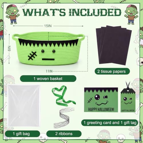 Colingmill Halloween Woven Boo Basket Empty 15 x 11 x 6 Inch, Monster — 사진 2