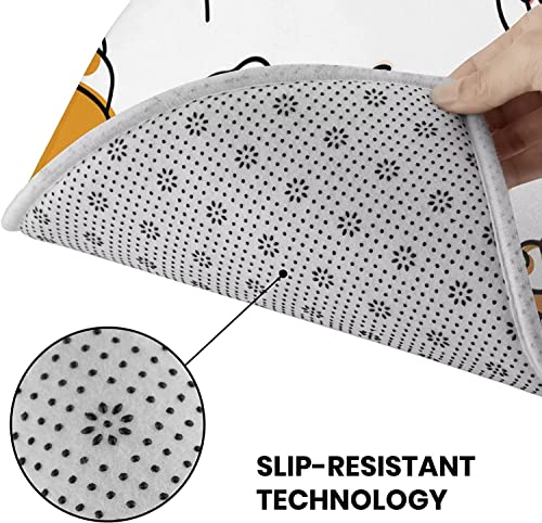 Bathroom Rugs Half Round Door Mat Indoor Outdoor Entrance, Orange Pattern Door Mats For Outside Entry Wear Resistant Semi Circle Floor Mats Indoor Home Decoration Area Rugs For Kitchen 16X24 Inch #TOP2