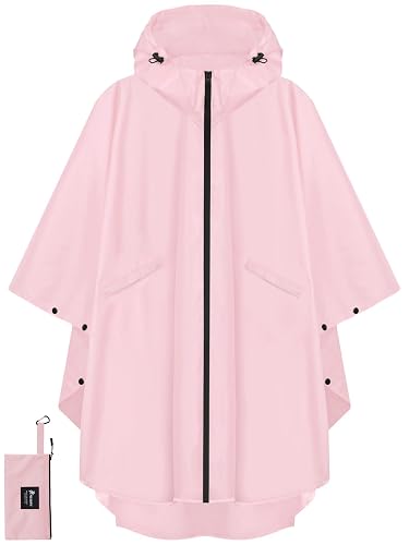 PTEROMY Rain Poncho with Zipper Hooded