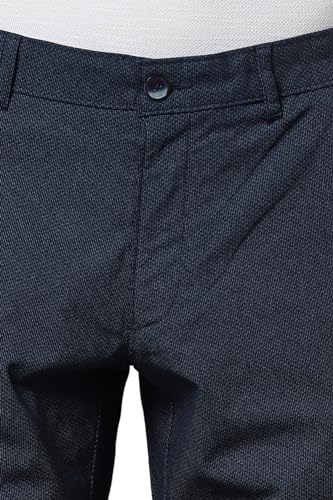 Image of Louis Philippe Men's Slim Fit Textured Cotton Blend Casual Trousers