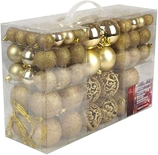 Christmas gifts, Christmas tree plastic baubles, Gold, 100x