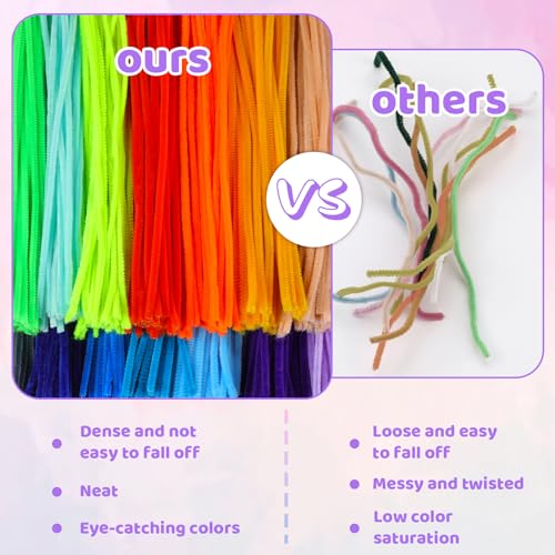 Iuuidu 1100PCS Pipe Cleaners, 22 Color Pipe Cleaners Chenille Stem, Fuzzy Sticks Pipe Cleaners Craft Supplies for DIY Arts Crafts Project - Thumbnail 6