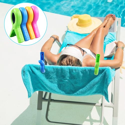 8 Stück große Wäscheklammern Handtuchklammern für Strandliegen, Klammern für Strandliegen, Winddichte Strandtuchklammern für alltägliche Wäsche Towel Clips für Badetuch, Teppich, Dicke Kleidung