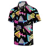 Mens 80s Golf Shirt Dry Fit Performance Short Sleeve Print Shirts Funny 90s Golf Shirts for Men