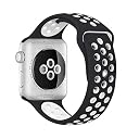 Techmount Silicone Luxury Dotted Sports Watch Band Strap Compatible with Apple Watch Straps 42mm 44mm 45mm 46mm 49mm iWatch Ultra & SE & Series 8/7/6/5/4/3/2/1 Breathable Replacement Strap (BLACK WHITE) gallery image