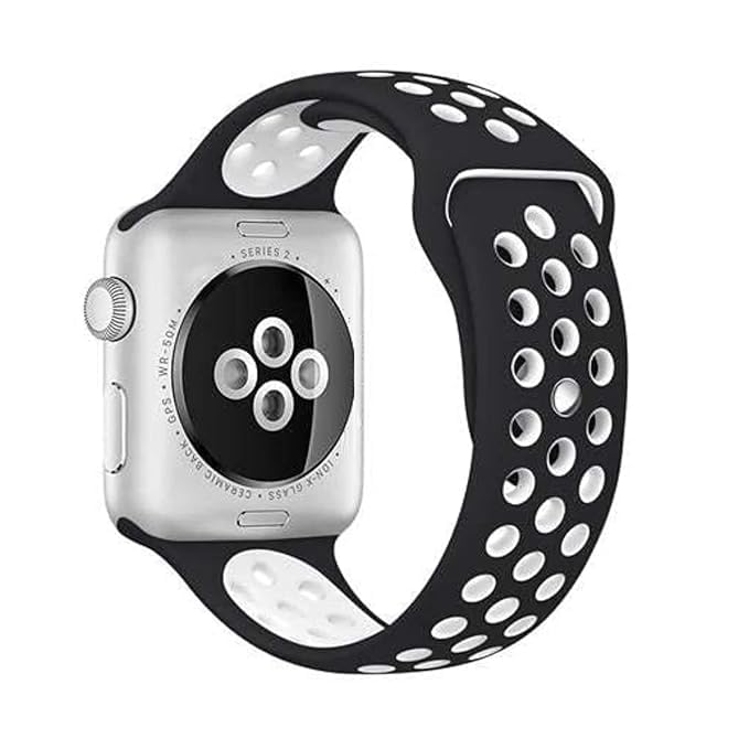 Image of TechMount Silicone Luxury Dotted Sports Watch Band Strap Compatible with Apple Watch Straps 42mm 44mm 45mm 46mm 49mm iWatch Ultra & SE & Series 8 /7 /6 /5 /4 /3 /2 /1 Breathable Replacement Strap