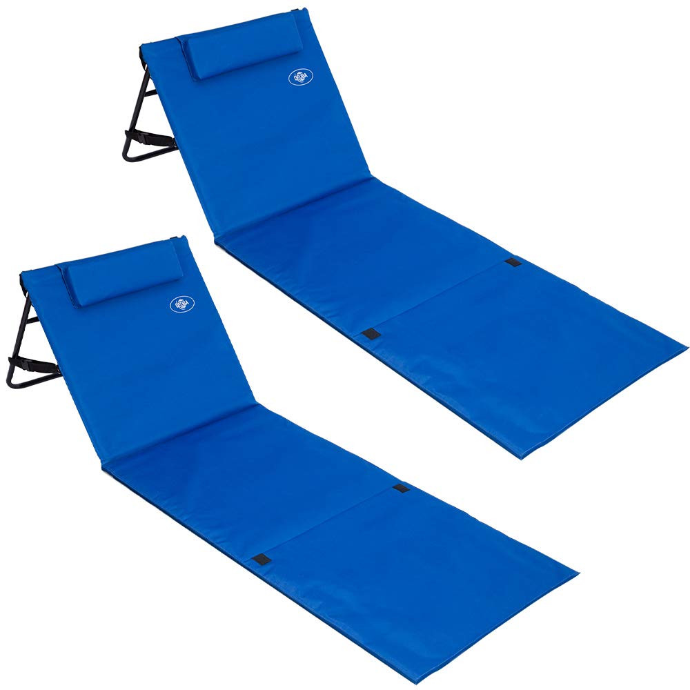 Detex® 2x Tappetino Stuoia da Spiaggia con Tasca Portaoggetti Cuscino Schienale Regolabile Custodia per Trasporto